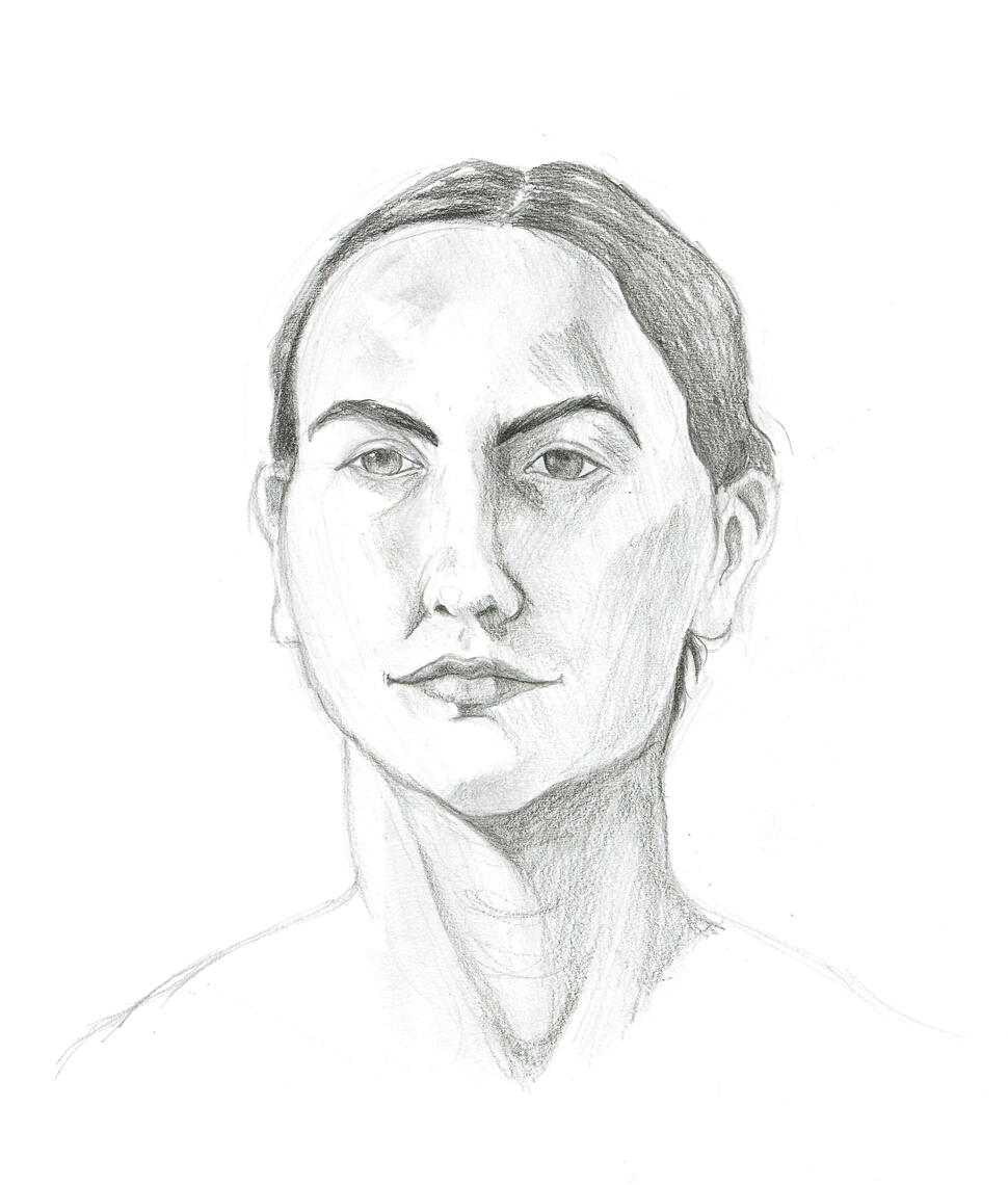 30 min, Portrait – Graphite; 14" x 17" (2023)