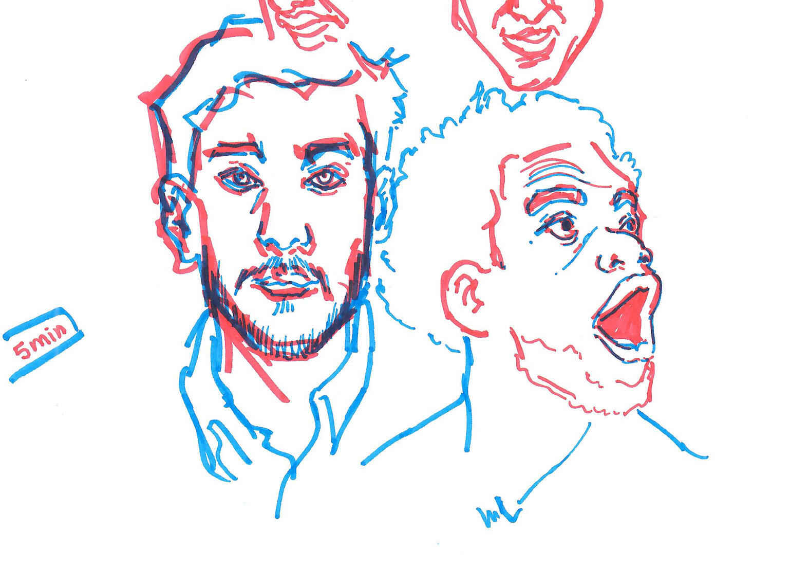 Sketchbook – Red and Blue Crayola Markers, 5 min